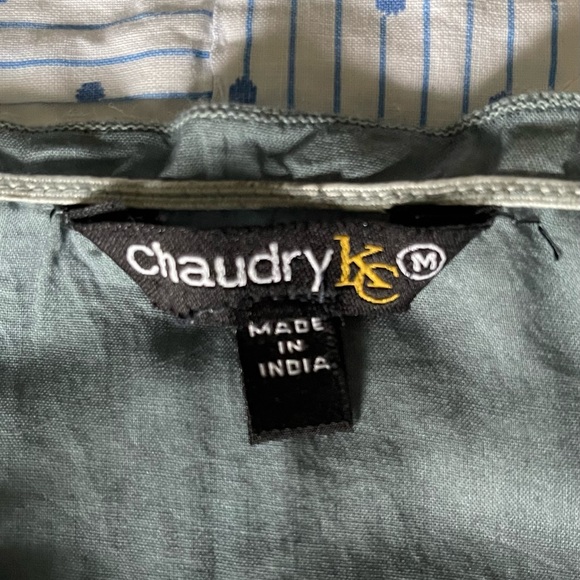 FREE SHIP. Slate blue fading to black top with embroidered accents and ties - Picture 5 of 7